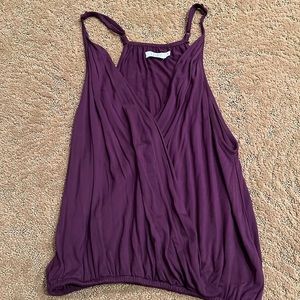 Purple Low Cut Wrap Top with Adjustable Straps Size Small